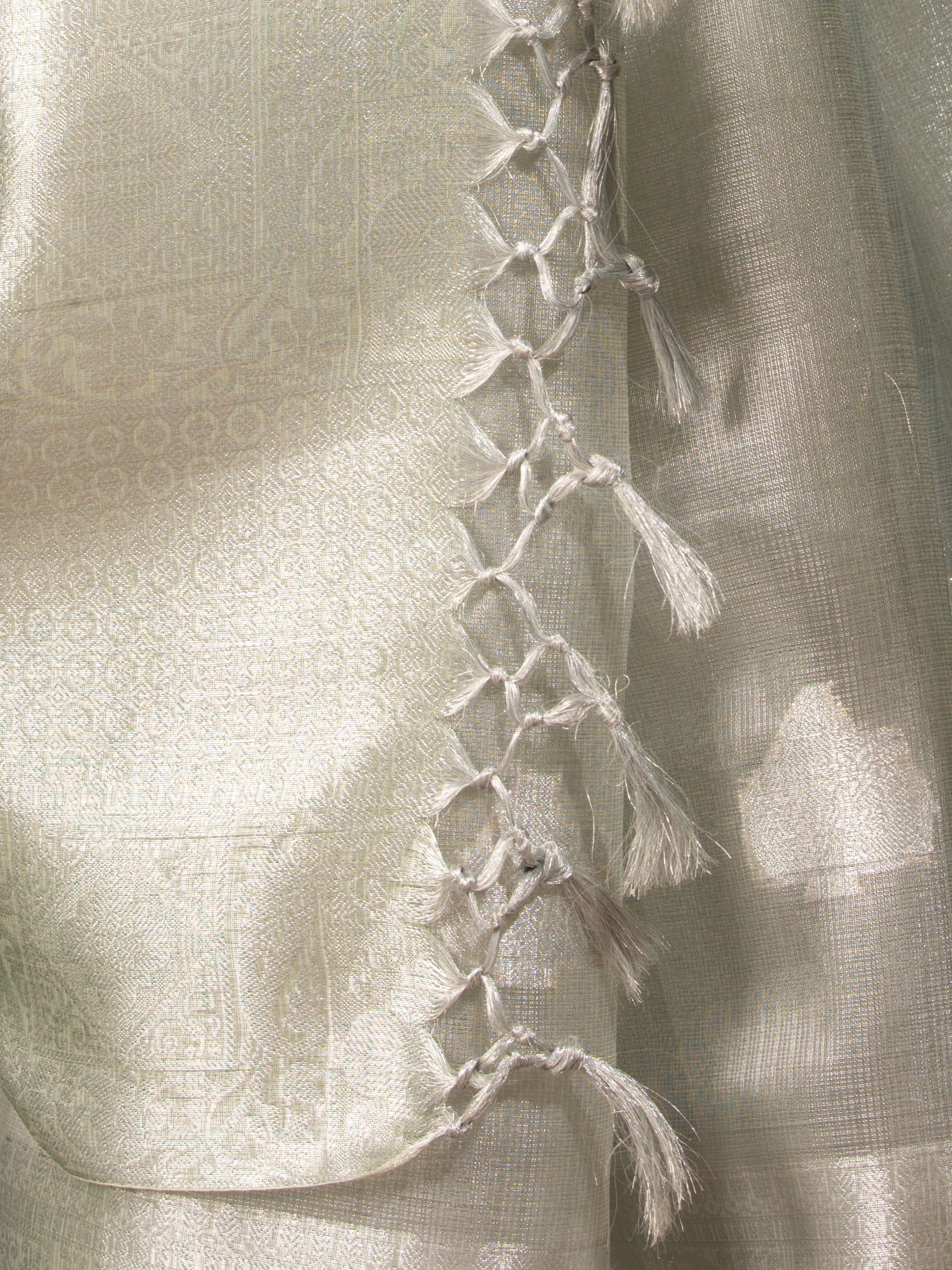 Sage Green & Silver Silk Zari Saree with Blouse Fabric