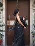 Black with silver Cotton Silk Saree With Plain Black Blouse fabric