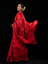 Red Cotton Saree with Black Hand Kantha stitch