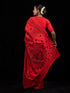 Red Cotton Saree with Black Hand Kantha stitch
