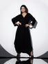 Women's Black Korean Coverall with Full Sequin Sleeves 1 Piece | Straight Fit, V Neck, Full Sleeves, Partywear, (Korean Fabric)