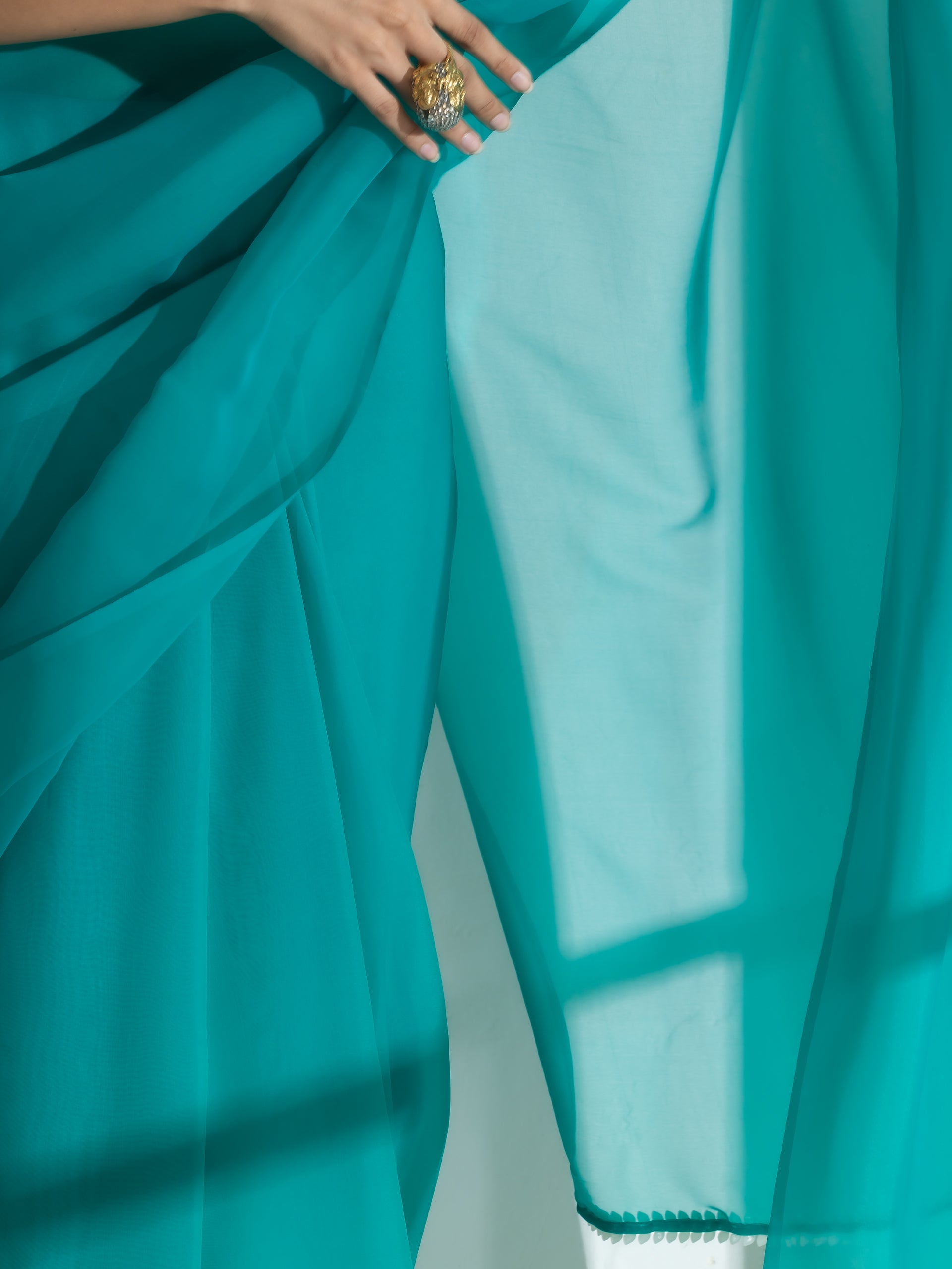 Topaz Super Soft Organza Saree with Pearl Leaves