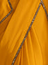 Golden Mustard Satin Saree with Lace