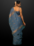 Tanvi Grey Soft Silk Blend Bhagalpur Saree with Blouse Fabric