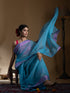 Purple Shine Border Blue Cotton Saree