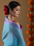 Purple Shine Border Blue Cotton Saree
