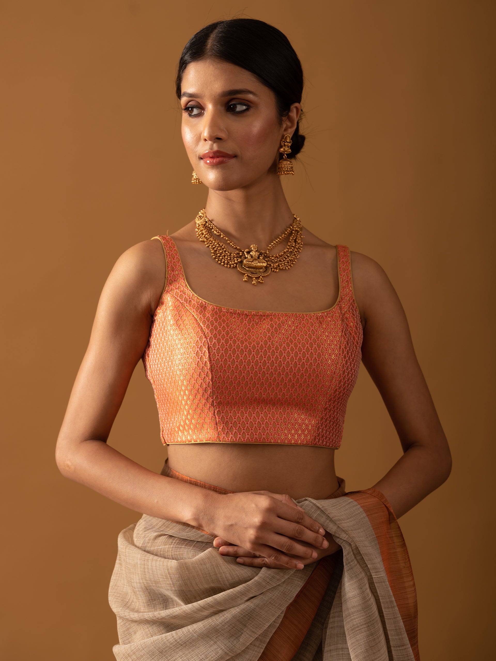 Bronze Rust Brocade Blouse