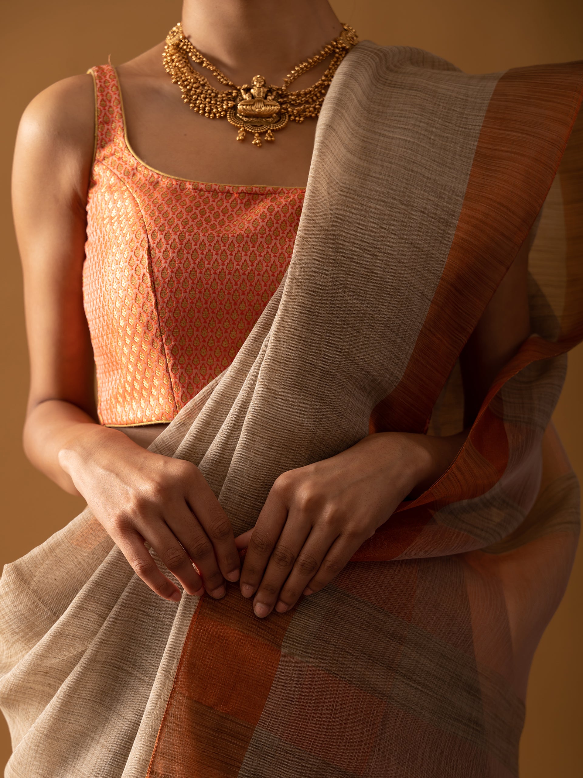 Bronze Rust Brocade Blouse
