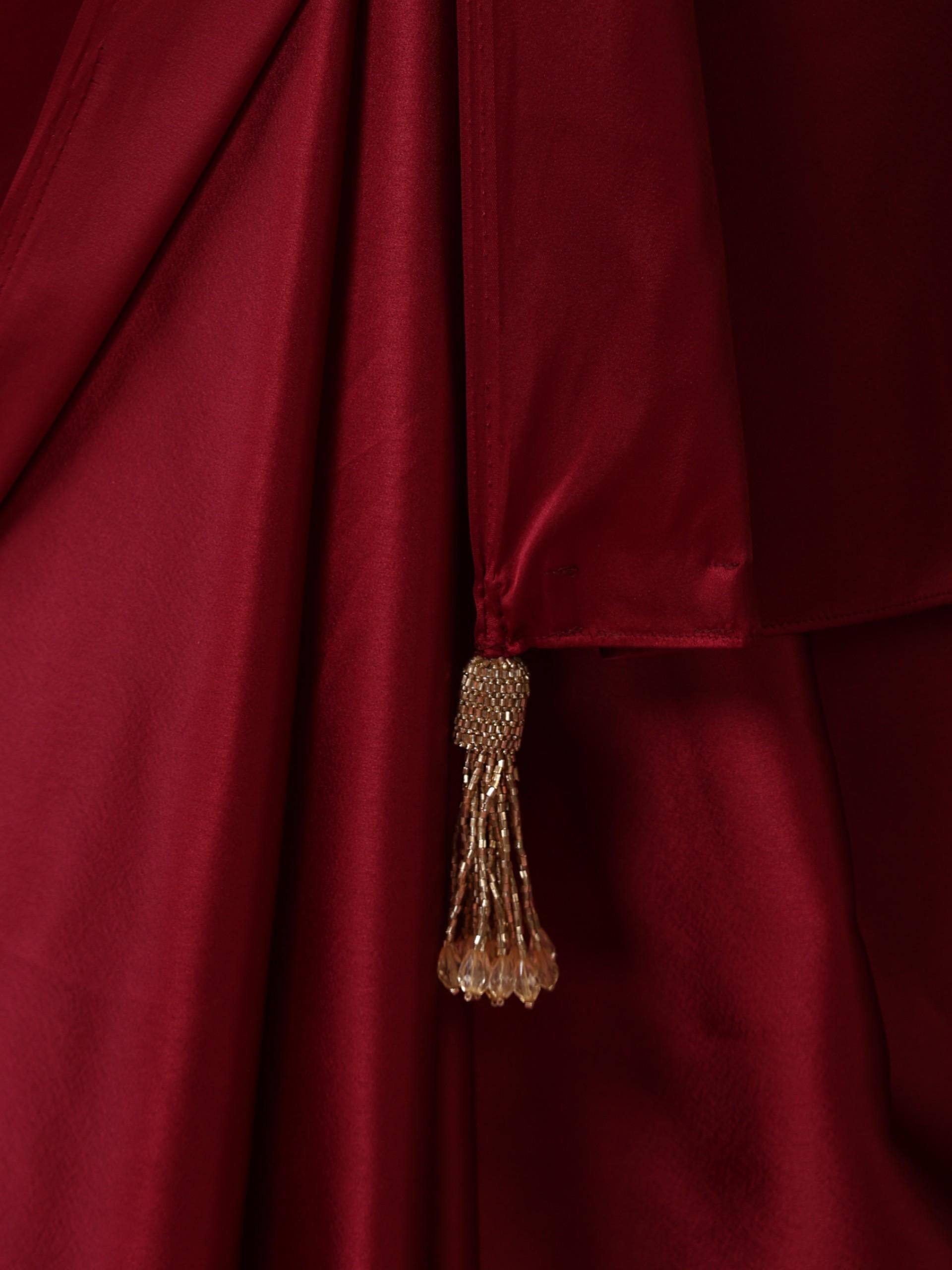 Cherry Red Satin Saree with Lace and Embroidered Blouse Fabric