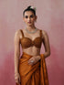 Mustard Magma Satin Saree with Lace and Embroidered Blouse Fabric