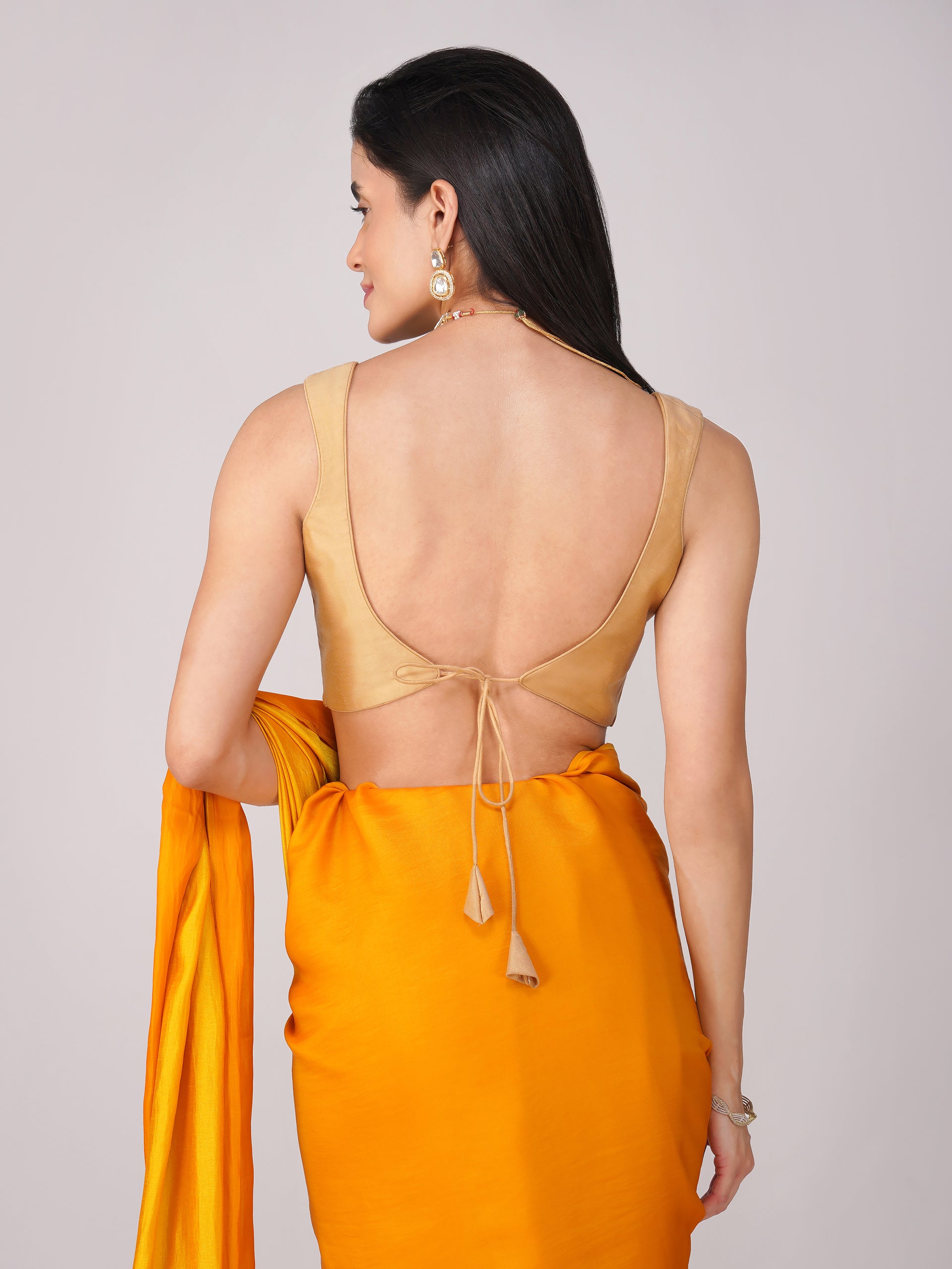 Desert Blush Beige Back-Tie Blouse
