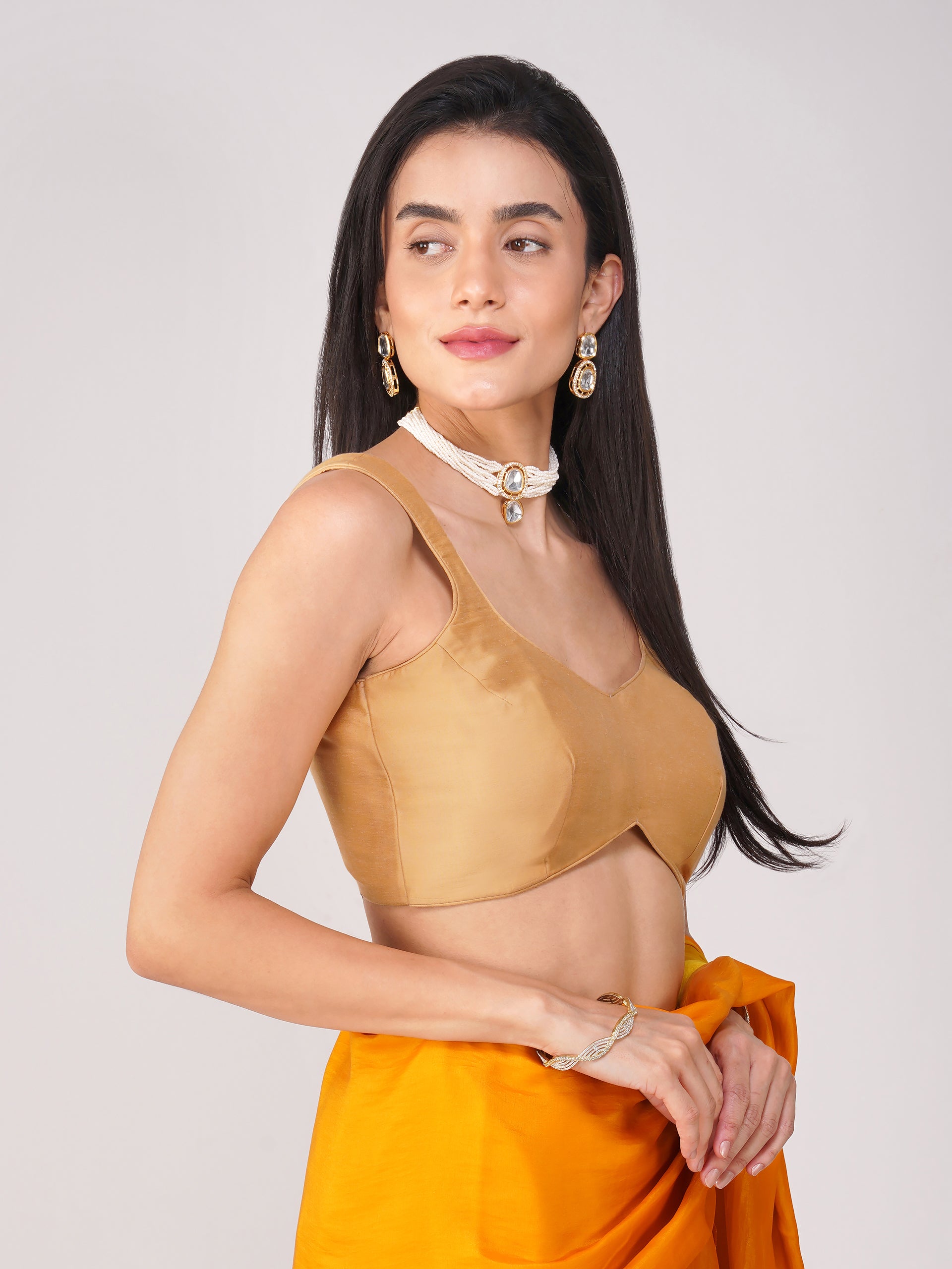 Desert Blush Beige Back-Tie Blouse