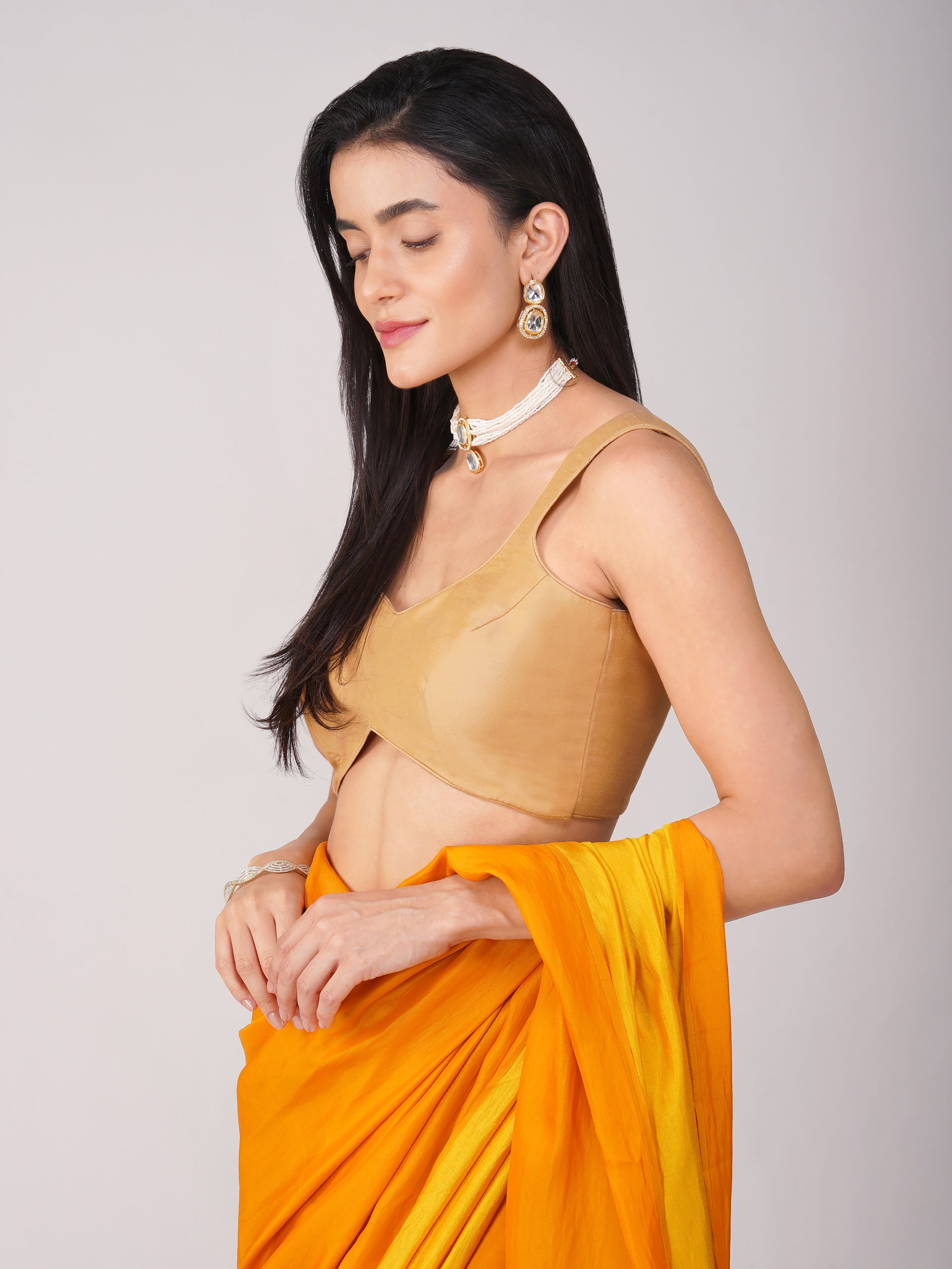 Desert Blush Beige Back-Tie Blouse