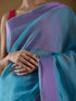 Purple Shine Border Blue Cotton Saree