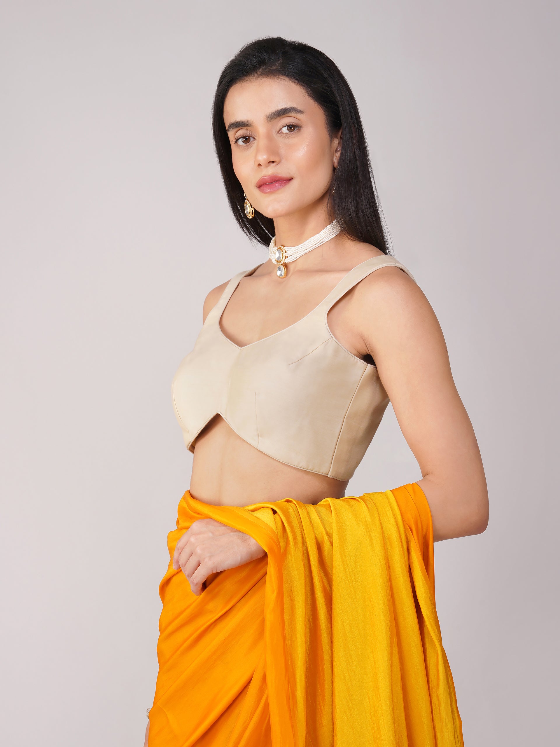 Moonstone Muse Cream Back-Tie Blouse