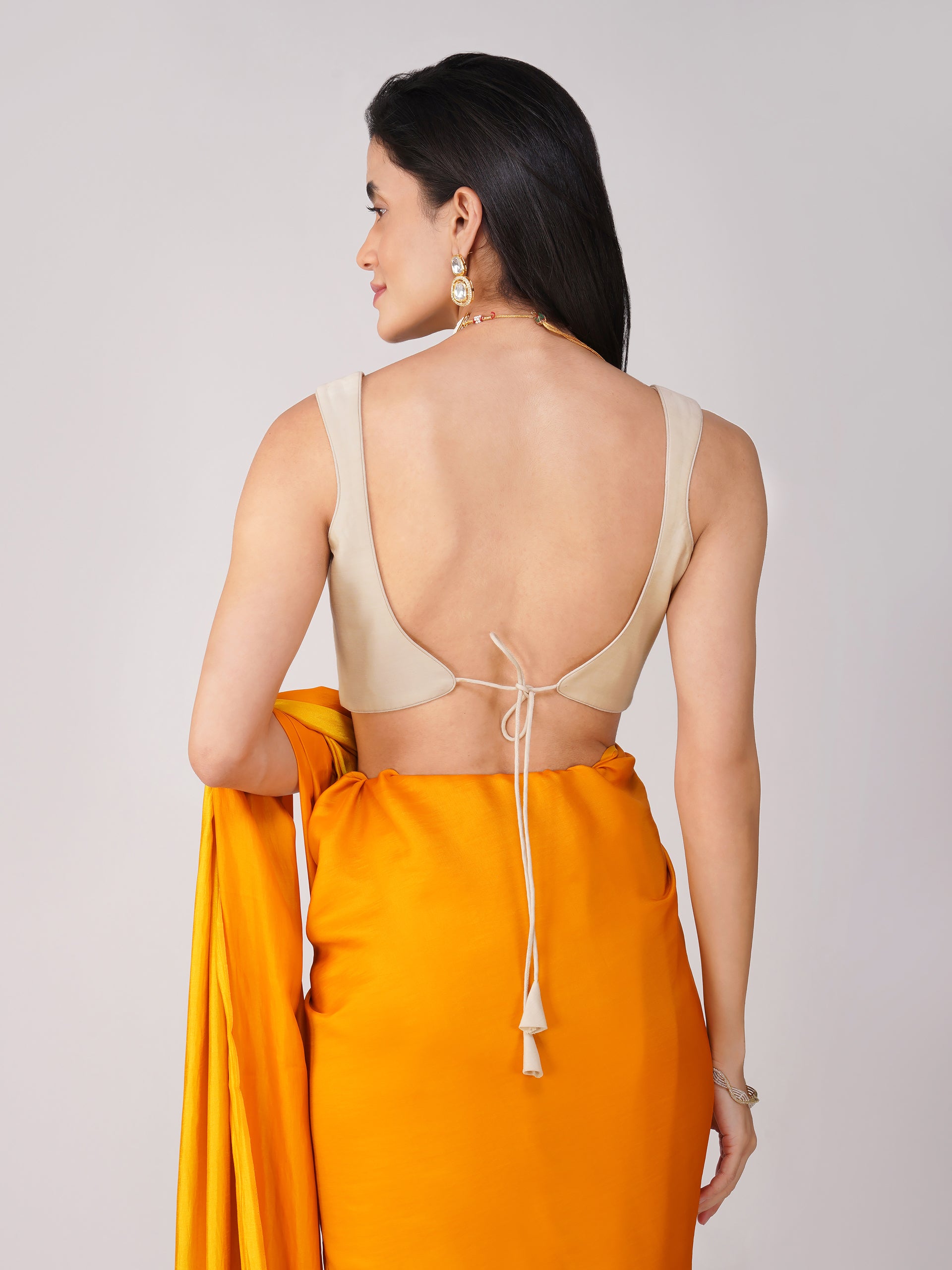 Moonstone Muse Cream Back-Tie Blouse