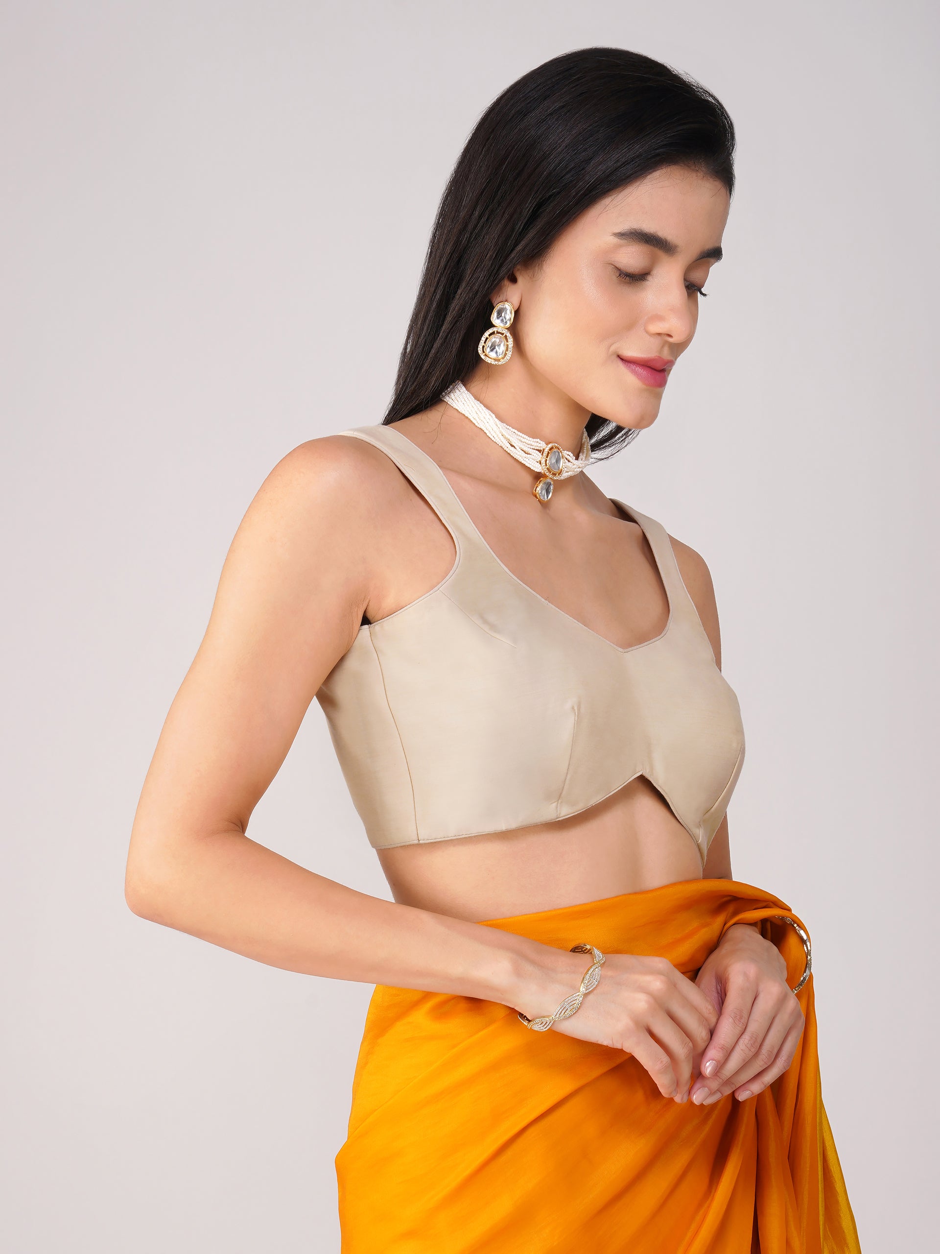 Moonstone Muse Cream Back-Tie Blouse
