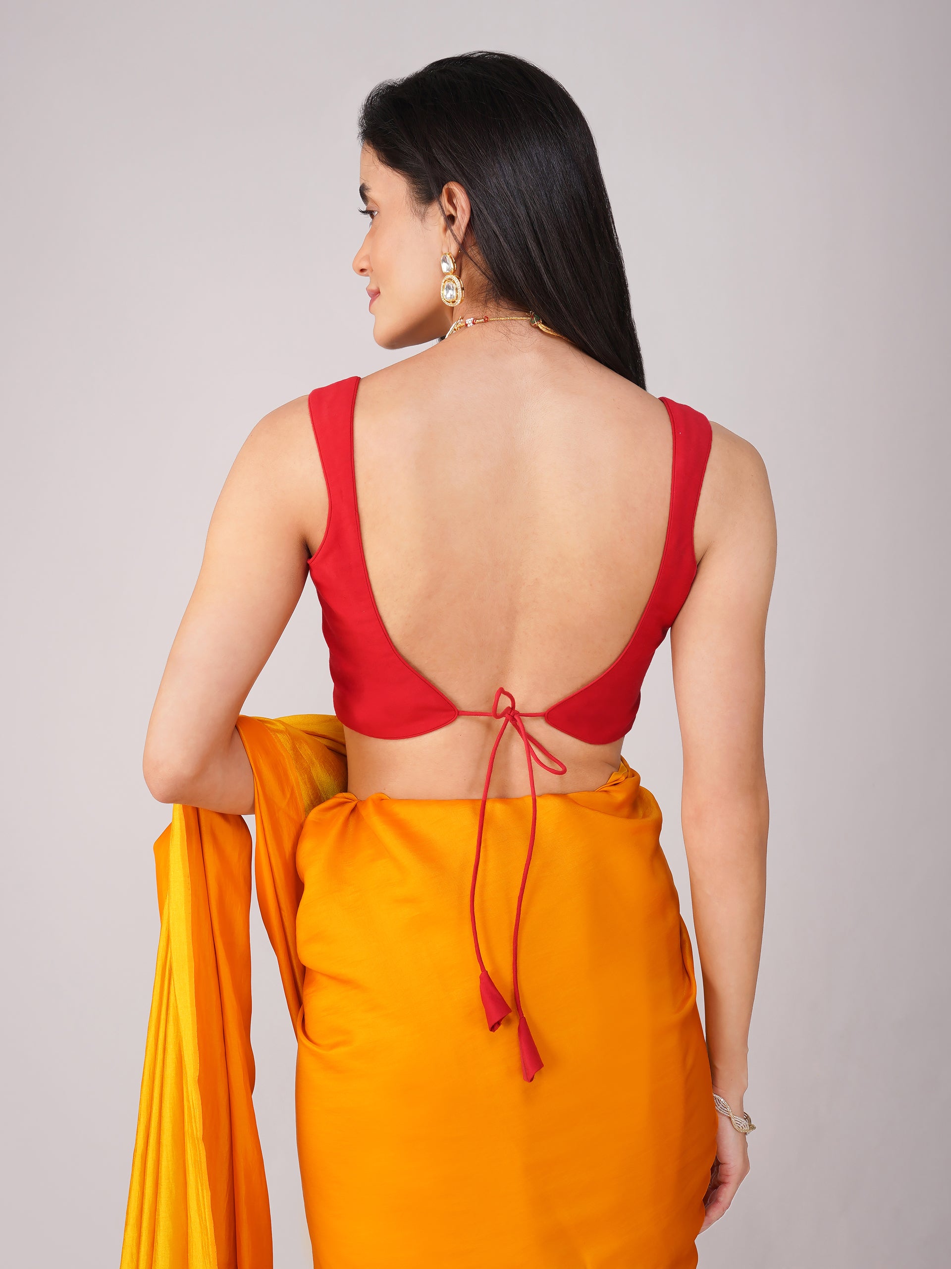 Crimson Curve Red Back-Tie Blouse