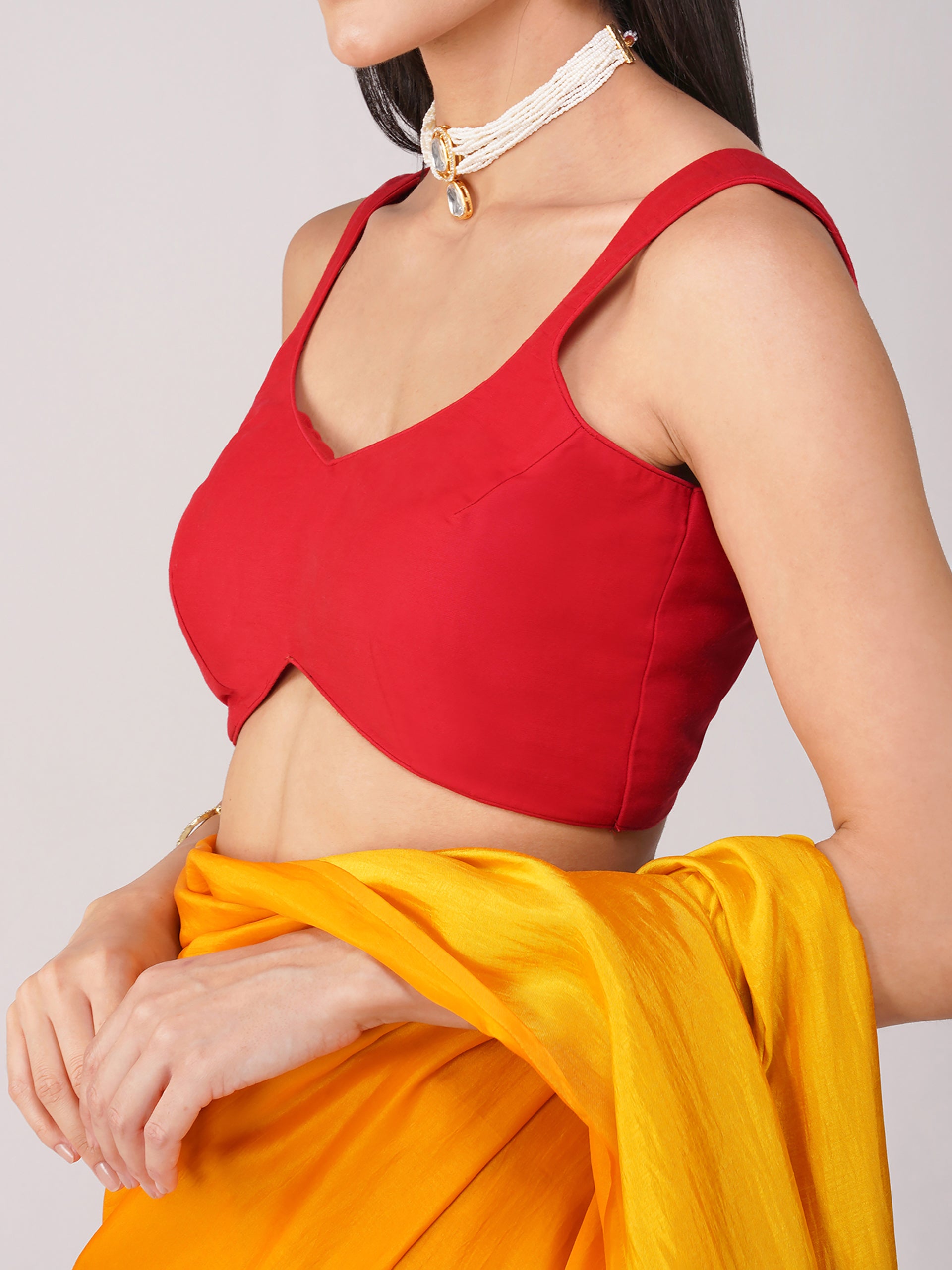 Crimson Curve Red Back-Tie Blouse