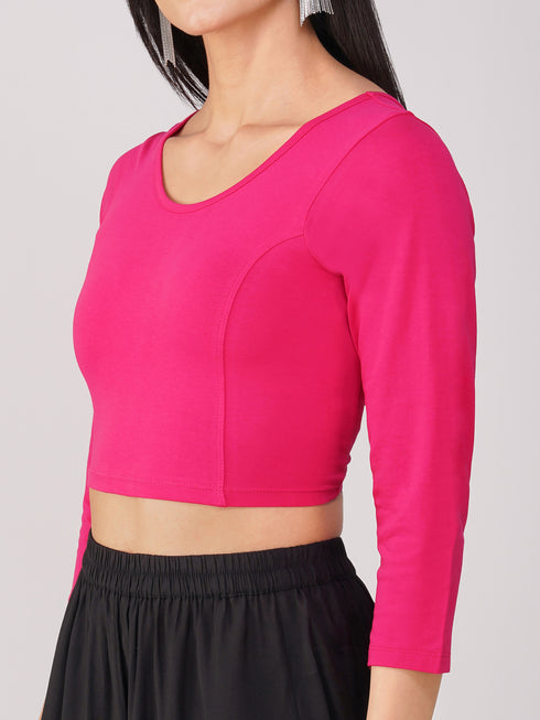 Women's ComfortEase 4-Way Stretch Fuchsia Long Sleeve Blouse