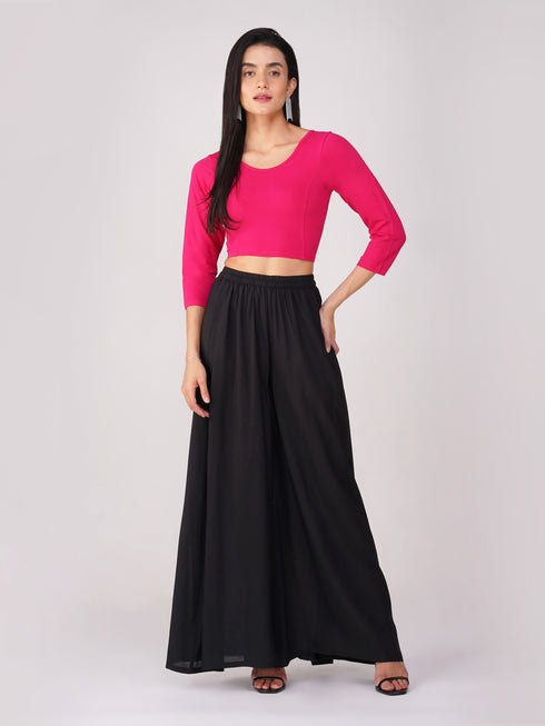Women's ComfortEase 4-Way Stretch Fuchsia Long Sleeve Blouse