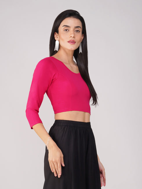 Women's ComfortEase 4-Way Stretch Fuchsia Long Sleeve Blouse