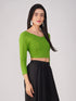Women's ComfortEase 4-Way Stretch Mehndi Green Long Sleeve Blouse