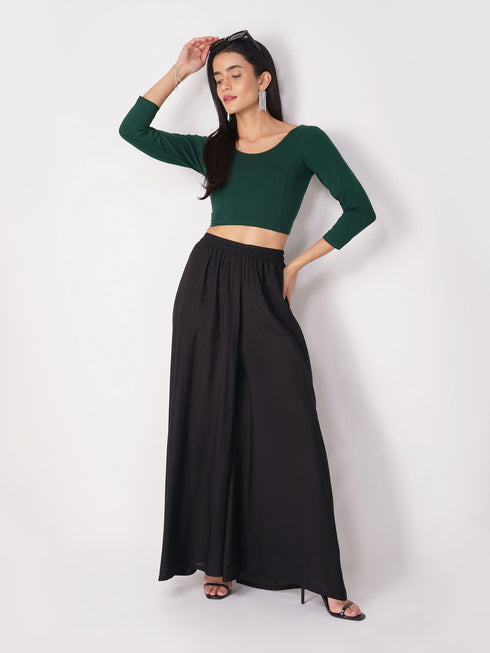 Women's ComfortEase 4-Way Stretch Green Long Sleeve Blouse
