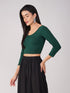 Women's ComfortEase 4-Way Stretch Green Long Sleeve Blouse