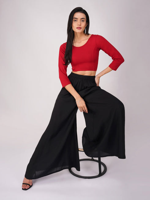 Women's ComfortEase 4-Way Stretch Red Long Sleeve Blouse