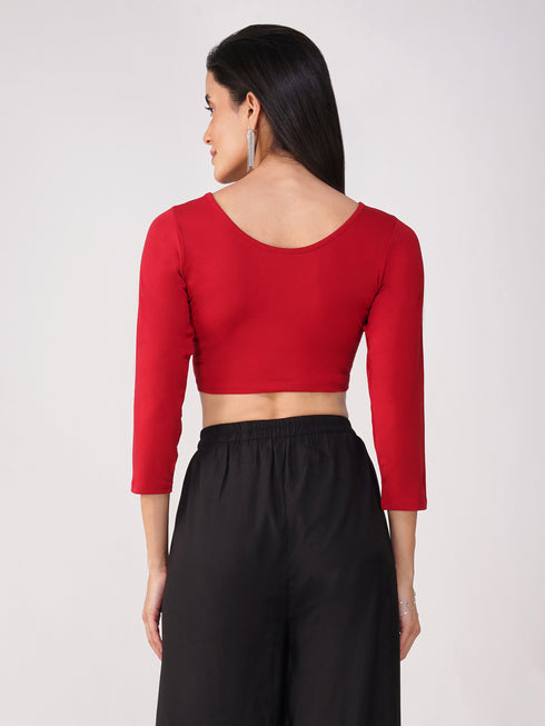 Women's ComfortEase 4-Way Stretch Red Long Sleeve Blouse