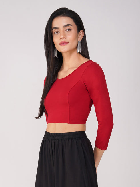 Women's ComfortEase 4-Way Stretch Red Long Sleeve Blouse