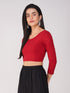 Women's ComfortEase 4-Way Stretch Red Long Sleeve Blouse