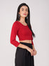 Women's ComfortEase 4-Way Stretch Red Long Sleeve Blouse