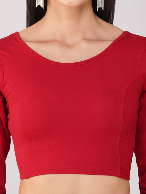 Women's ComfortEase 4-Way Stretch Red Long Sleeve Blouse