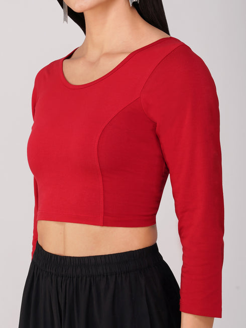 Women's ComfortEase 4-Way Stretch Red Long Sleeve Blouse