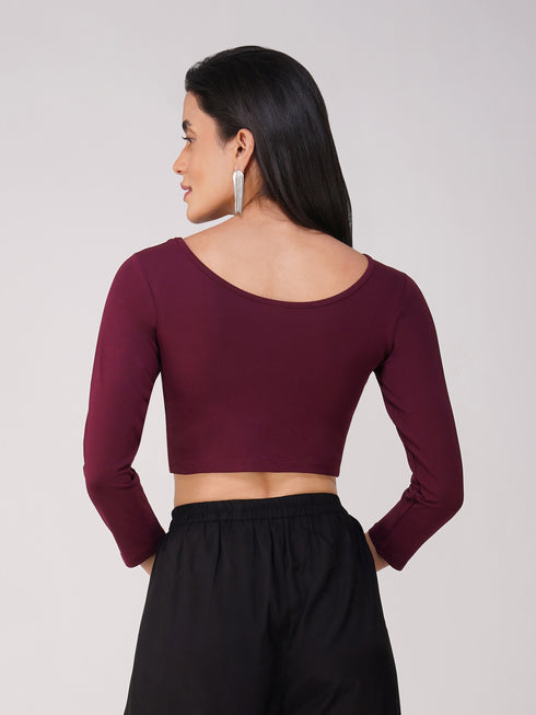 Women's ComfortEase 4-Way Stretch Wine Long Sleeve Blouse