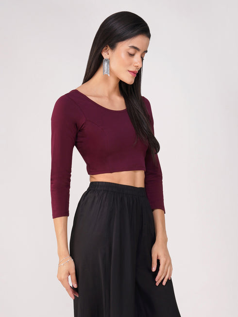 Women's ComfortEase 4-Way Stretch Wine Long Sleeve Blouse