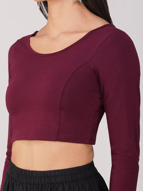 Women's ComfortEase 4-Way Stretch Wine Long Sleeve Blouse