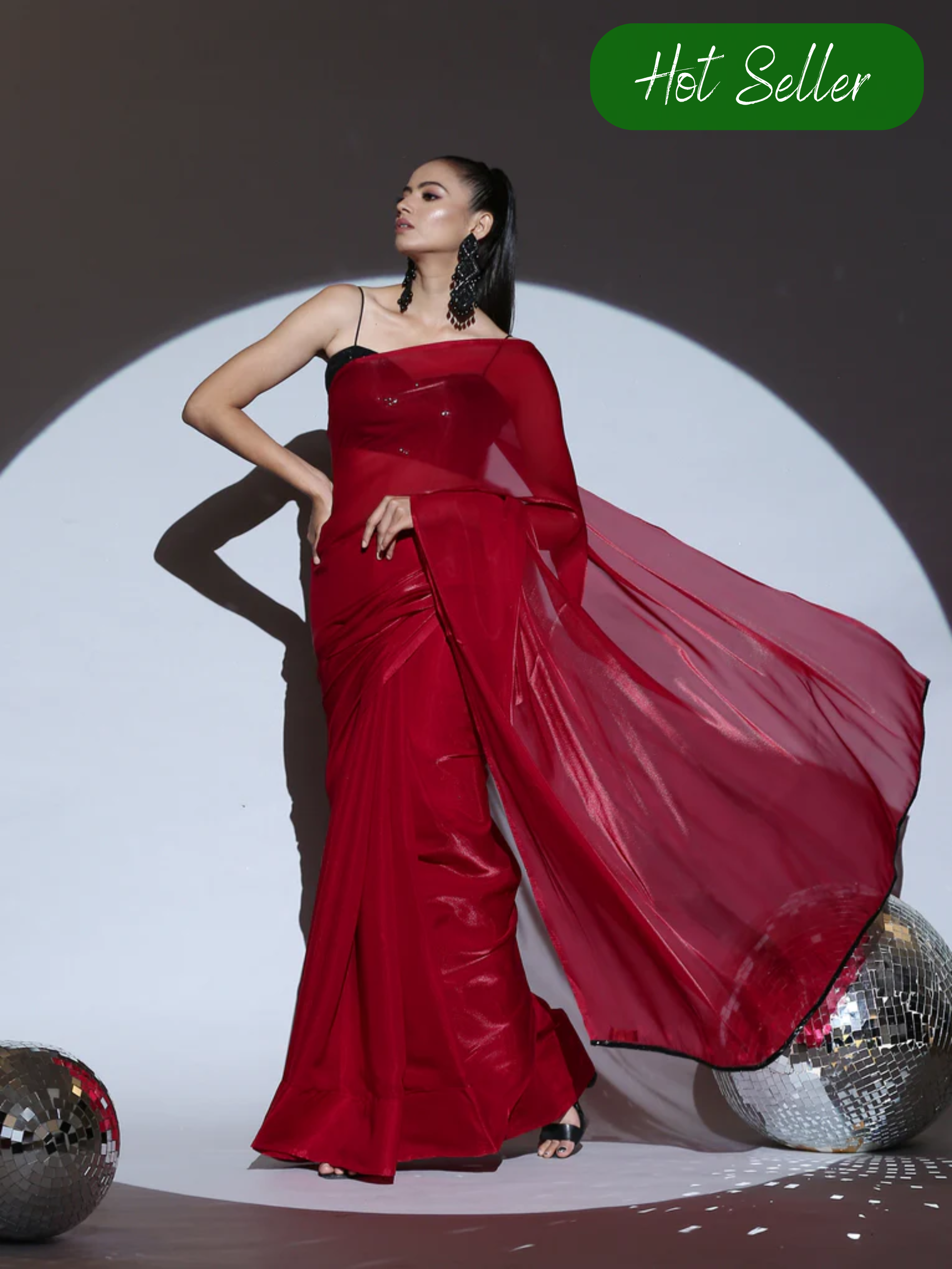 Red Desire Organza Saree with Lace