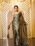 Pre-Draped 1-Minute Liquid Gold Organza Saree with Big Diamonds and Blouse Fabric