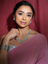 Pre-Draped 1-Minute Pink Georgette with Fuchsia Crepe Saree with Blouse Fabric