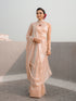 Peach Blue Metallic Satin Saree with Beads and Blouse Fabric