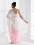 Candy Pink and Matcha Fusion Georgette Saree with Self-Blouse Fabric