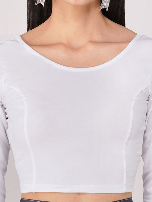 Women's ComfortEase 4-Way Stretch White Long Sleeve Blouse