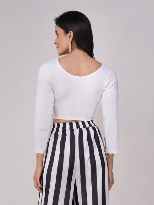 Women's ComfortEase 4-Way Stretch White Long Sleeve Blouse