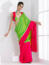 Chartreuse and Fuchsia Border Paradise Satin Saree with Self Blouse Fabric