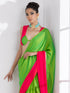 Chartreuse and Fuchsia Border Paradise Satin Saree with Self Blouse Fabric