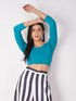 Women's ComfortEase 4-Way Stretch Turquoise Long Sleeve Blouse