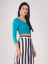 Women's ComfortEase 4-Way Stretch Turquoise Long Sleeve Blouse